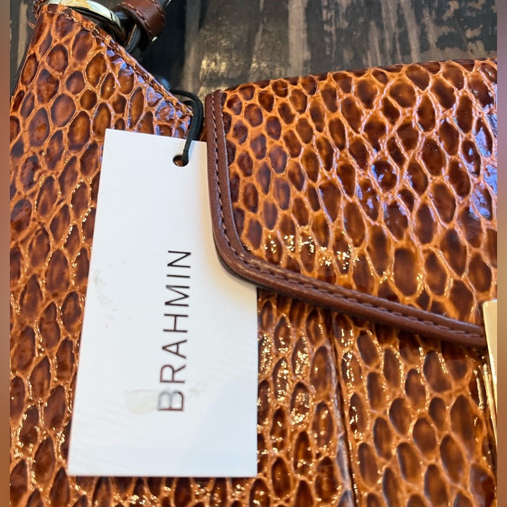 Brahmin Esme Nutmeg Janeway Snakeskin Embossed Shoulder Bag - Picture 13 of 16